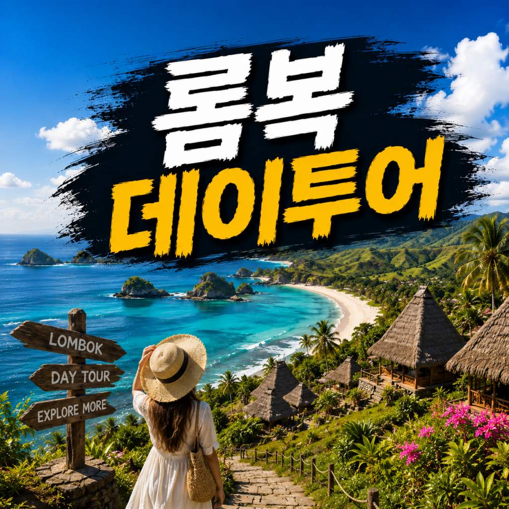 롬복 데이투어 핑크비치 길리낭구 폭포투어 전용차량 단독투어