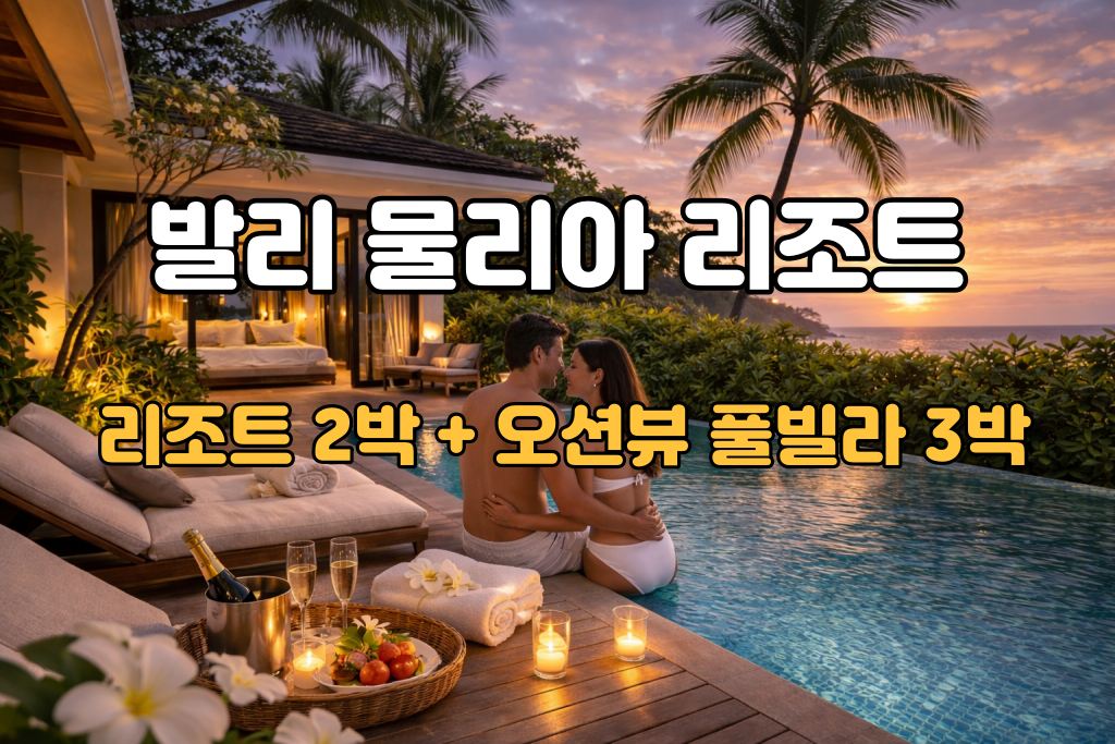 발리 허니문 물리아 리조트 5박 7일 신혼여행 패키지 (리조트2박/오션뷰 풀빌라3박)
